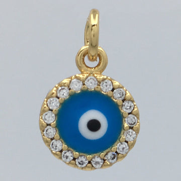 Round Blue Brass Evil Eye Charm | Bellaire Wholesale
