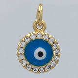 Round Blue Brass Evil Eye Charm | Bellaire Wholesale