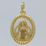 Saint Benedict Oval Gold on Pearl Charm | Bellaire Wholesale