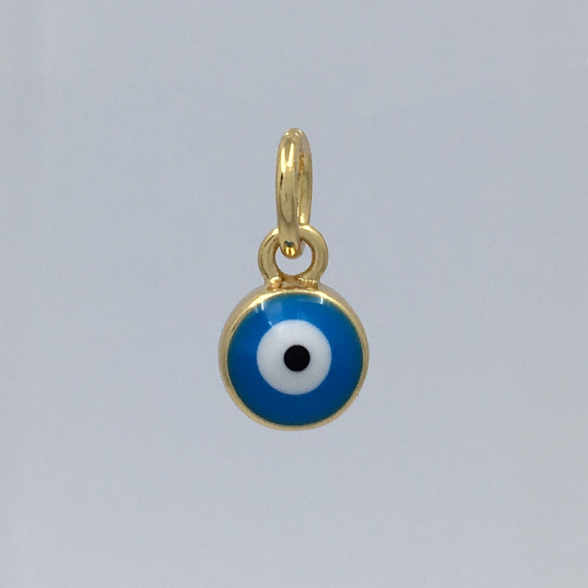 Round Blue and Navy Brass Evil Eye Charm | Bellaire Wholesale