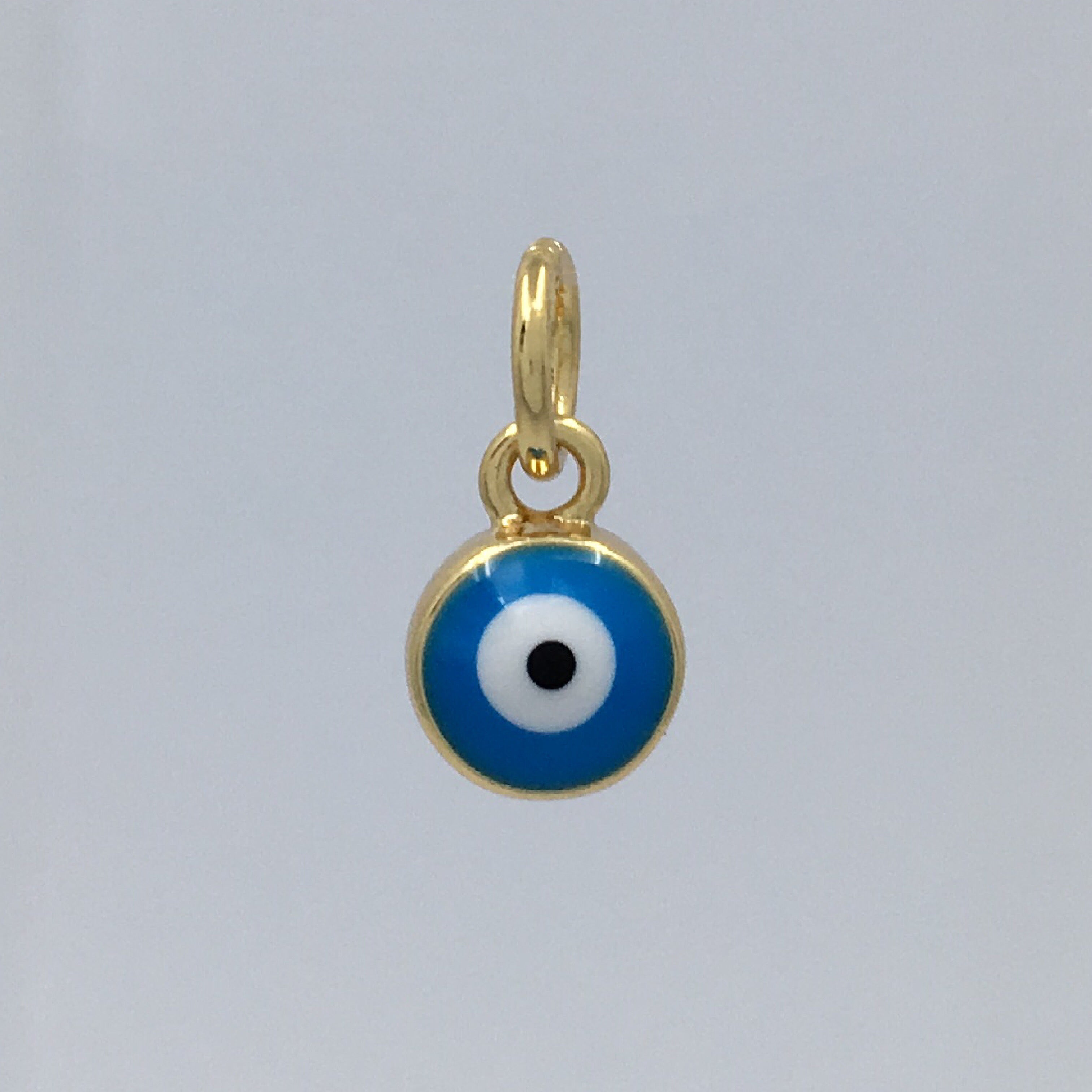 Round Blue and Navy Brass Evil Eye Charm | Bellaire Wholesale