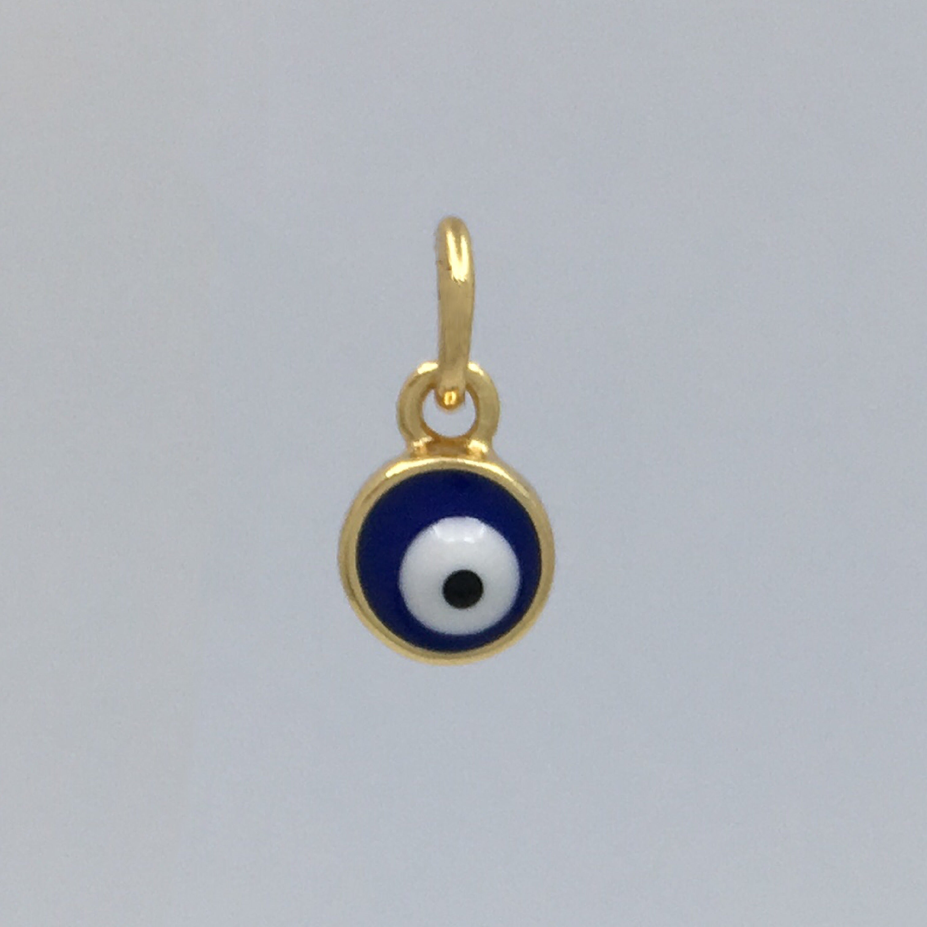 Round Blue and Navy Brass Evil Eye Charm | Bellaire Wholesale