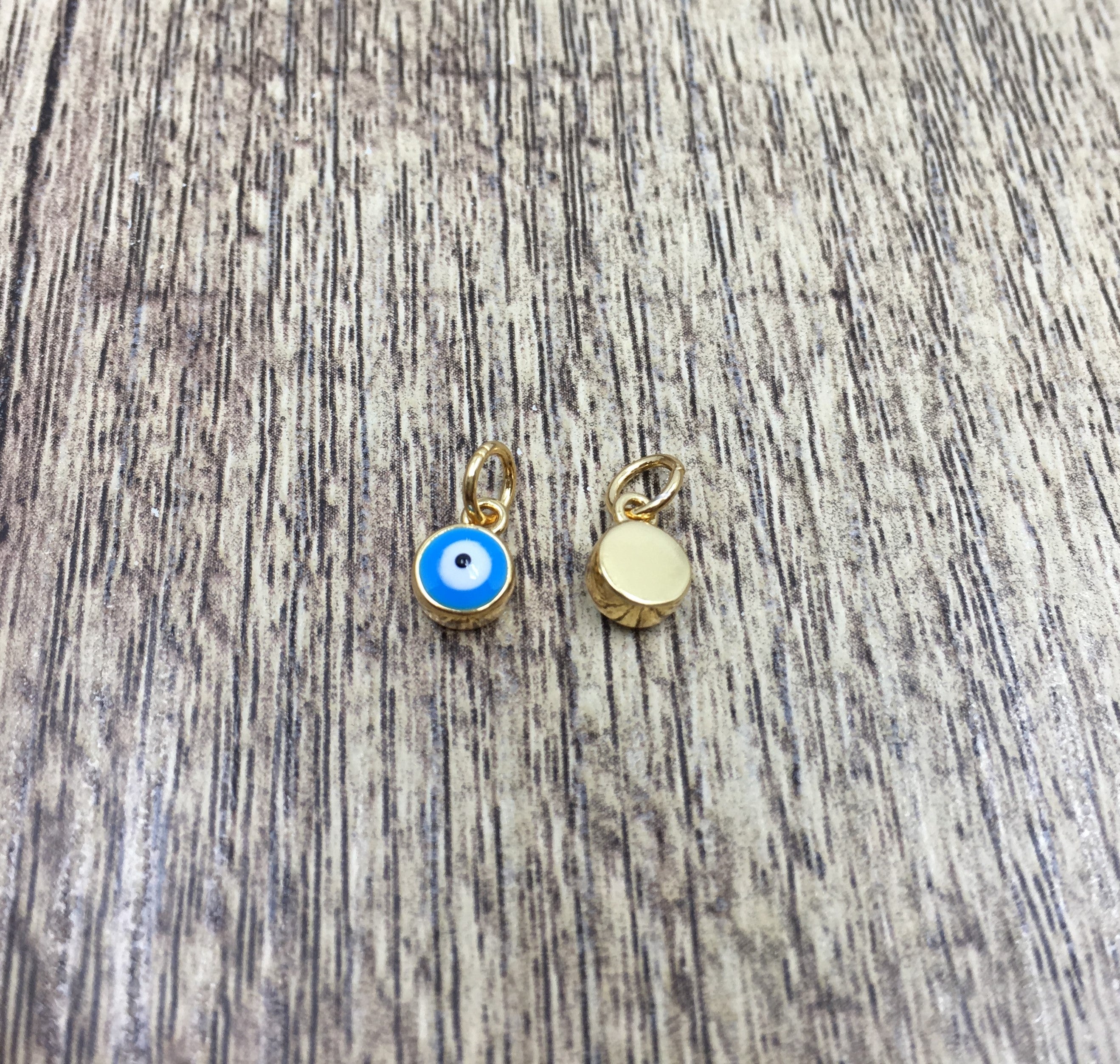 Round Blue and Navy Brass Evil Eye Charm | Bellaire Wholesale