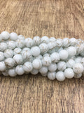 8mm Faux Glass Pearl Bead White Marble | Bellaire Wholesale