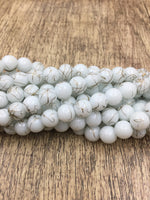 8mm Faux Glass Pearl Bead White Marble | Bellaire Wholesale