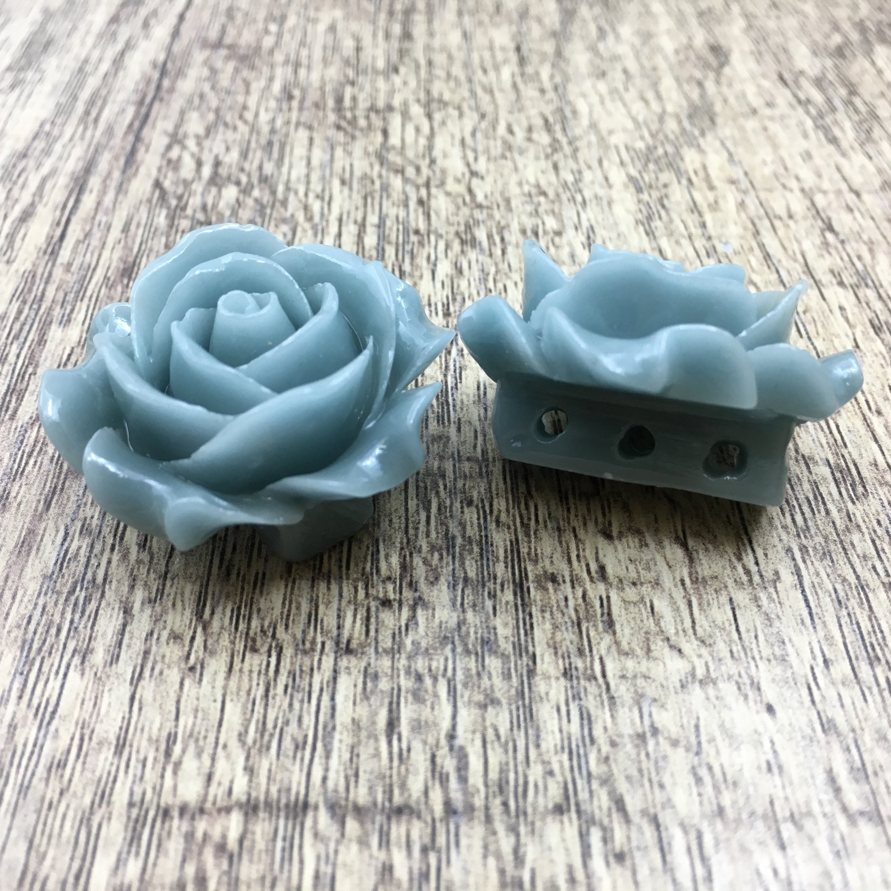 Greyish Green Rose Resin Bead | Bellaire Wholesale