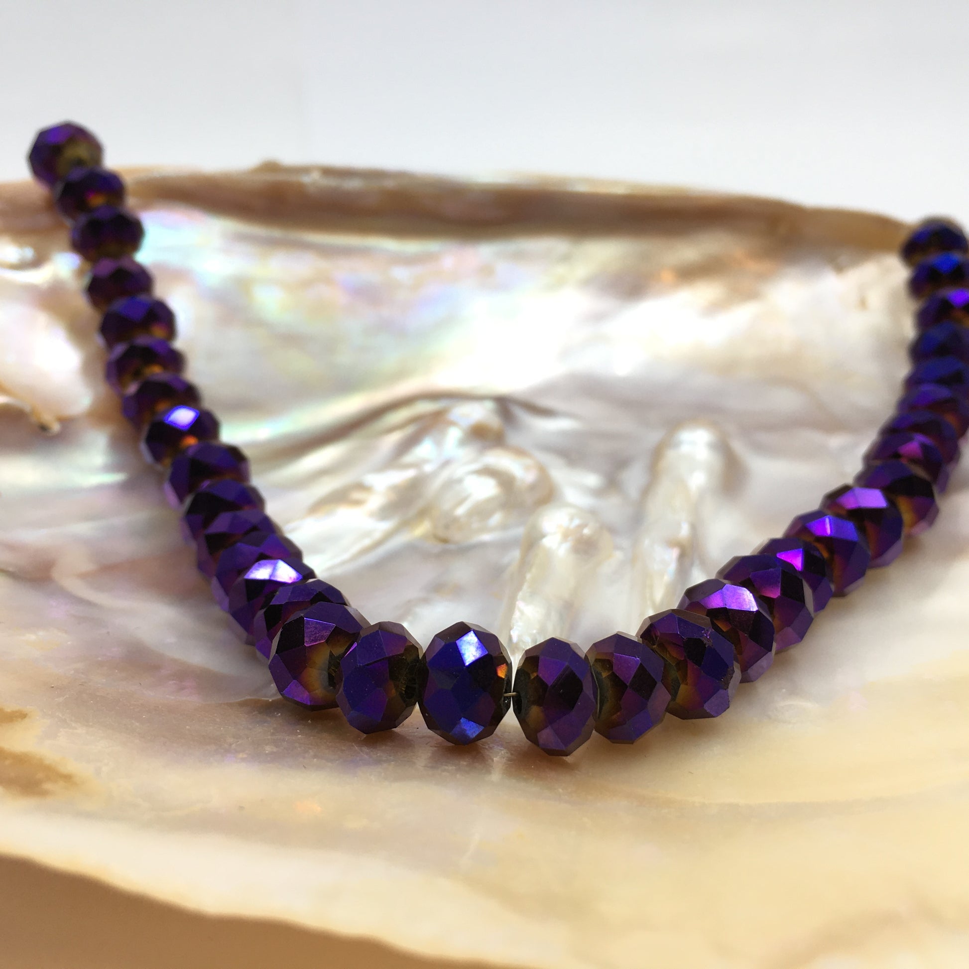 8mm Glass Purple Bead, Metallic Purple | Bellaire Wholesale