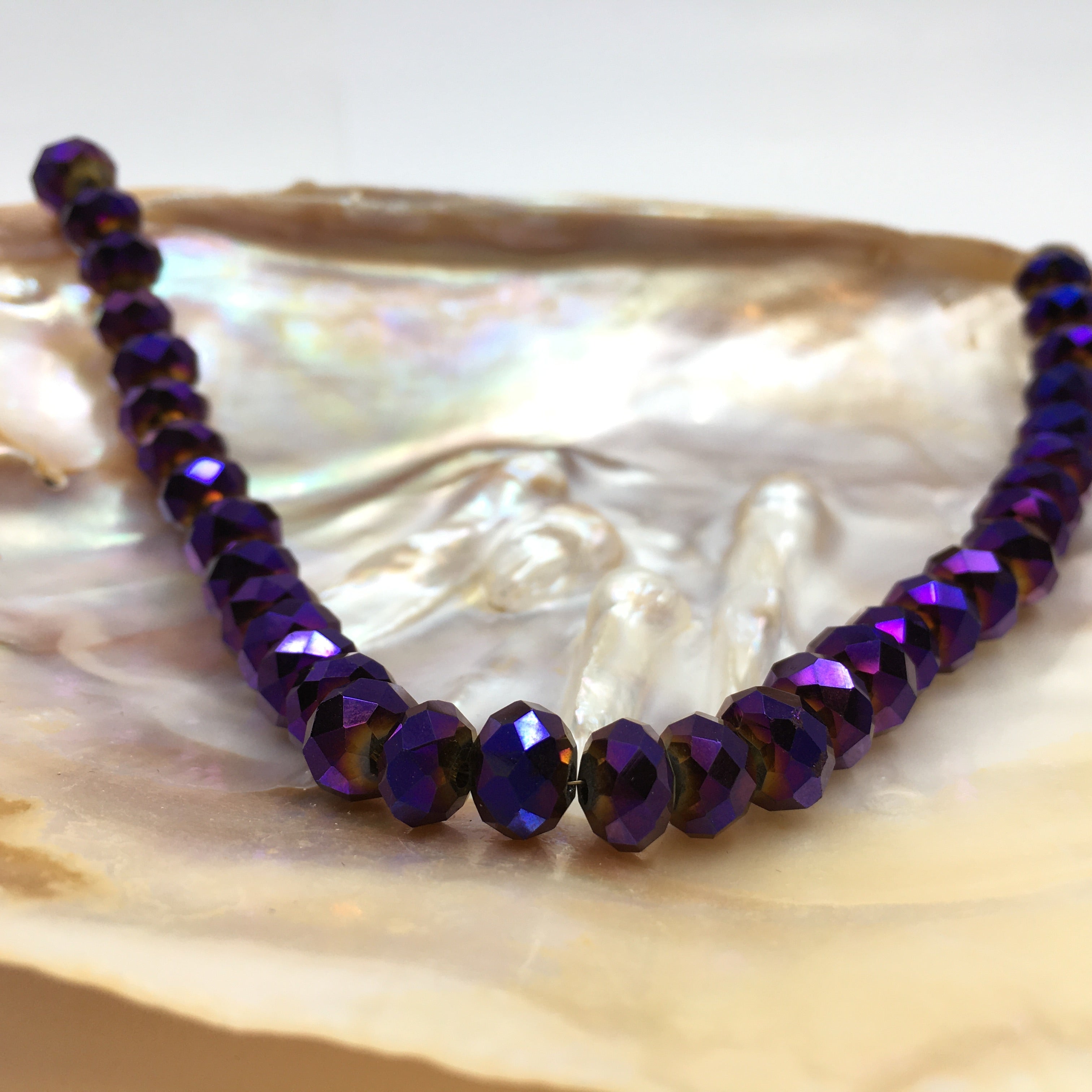 8mm Glass Purple Bead, Metallic Purple | Bellaire Wholesale
