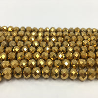 8mm Faceted Rondelle Metallic Gold Glass Bead | Bellaire Wholesale
