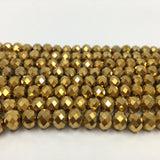 8mm Faceted Rondelle Metallic Gold Glass Bead | Bellaire Wholesale