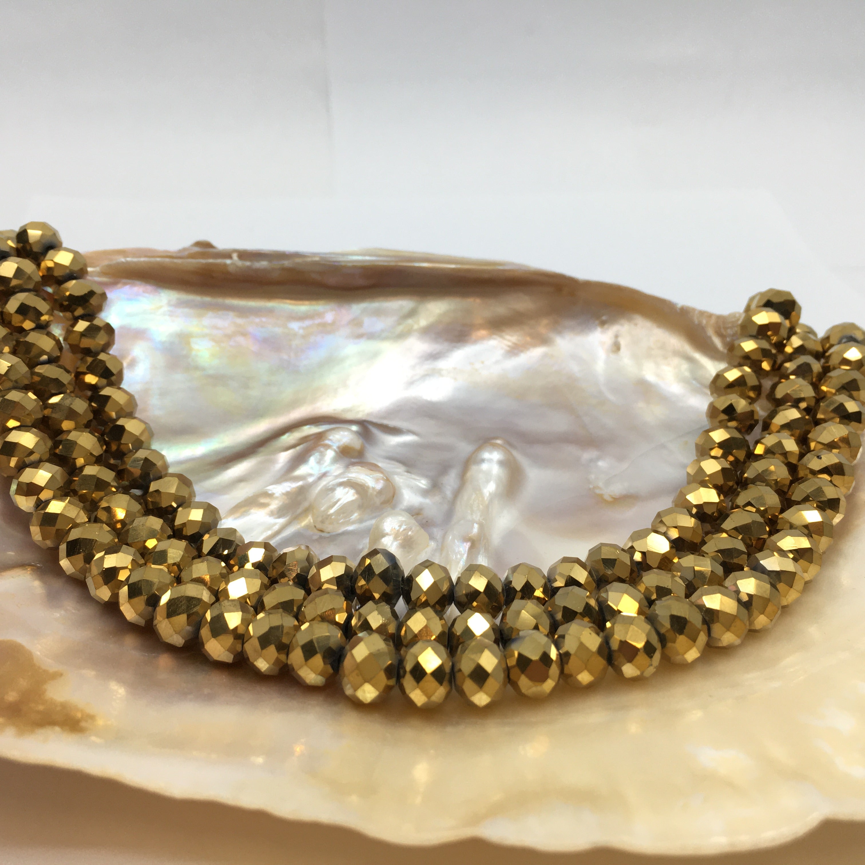 8mm Faceted Rondelle Metallic Gold Glass Bead | Bellaire Wholesale