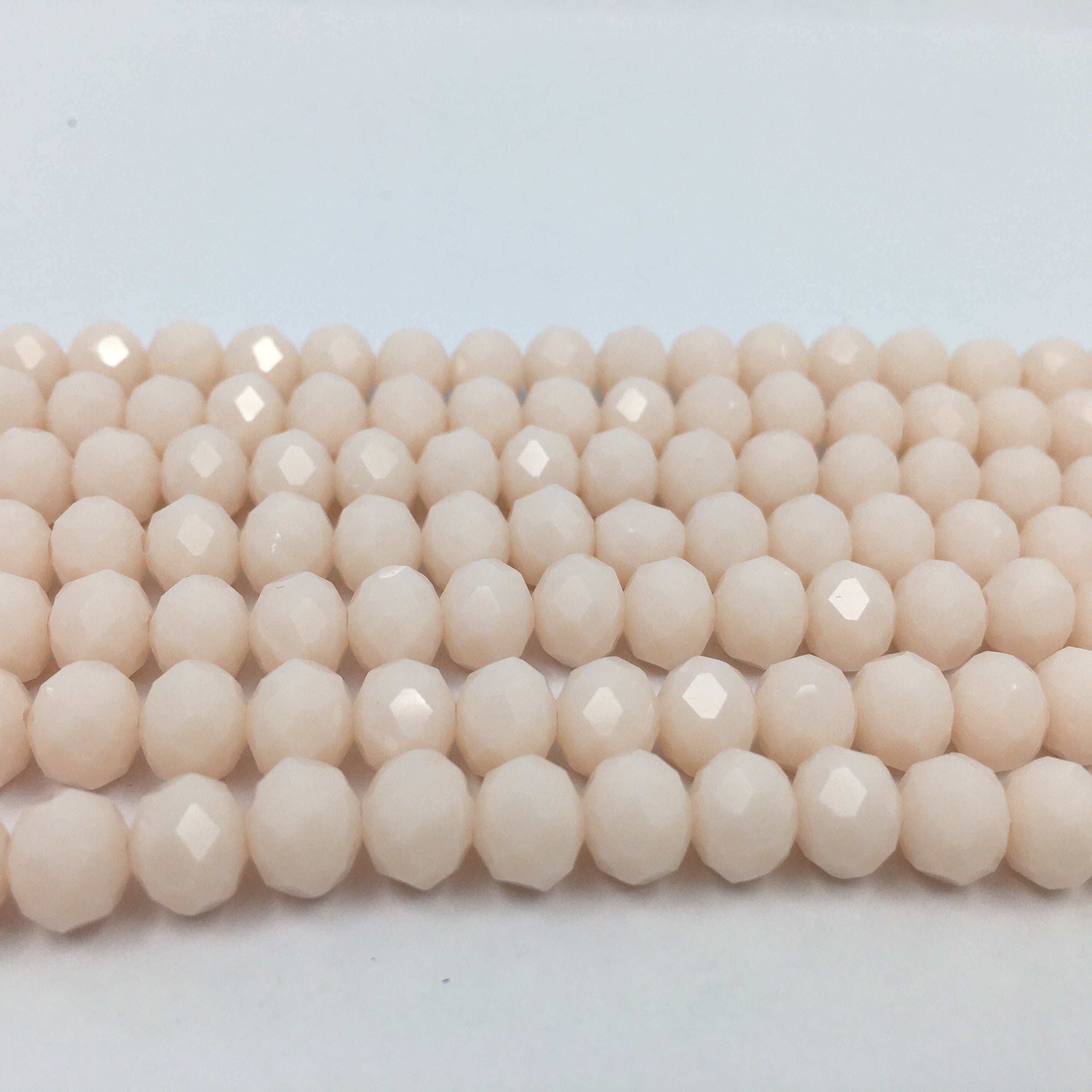 8mm Faceted Rondelle Glass Bead, Bone Color | Bellaire Wholesale