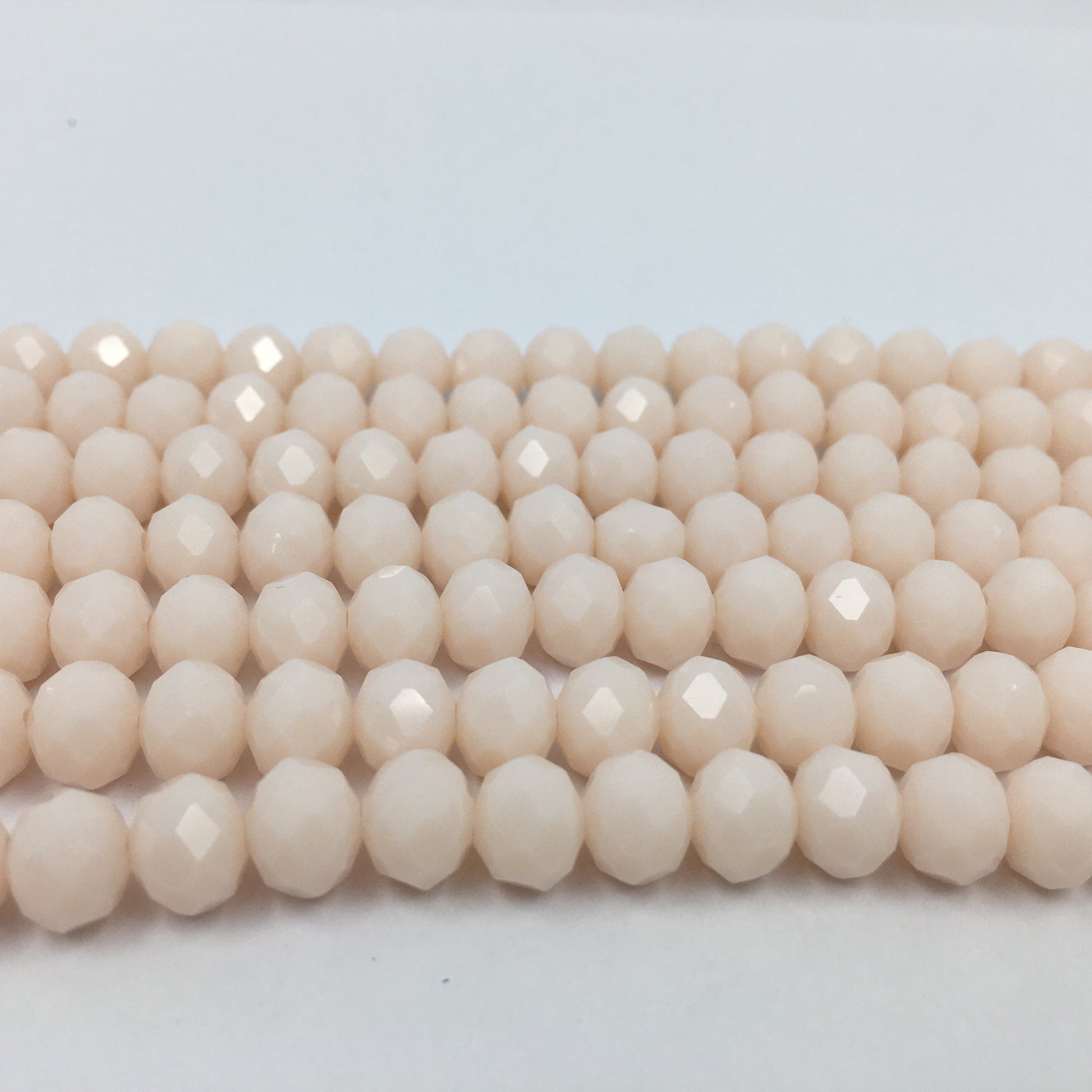 6mm Faceted Rondelle Glass Bead, Bone Color | Bellaire Wholesale