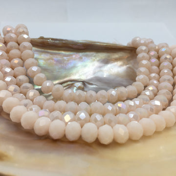 6mm Faceted Rondelle Glass Bead, Bone AB Color | Bellaire Wholesale