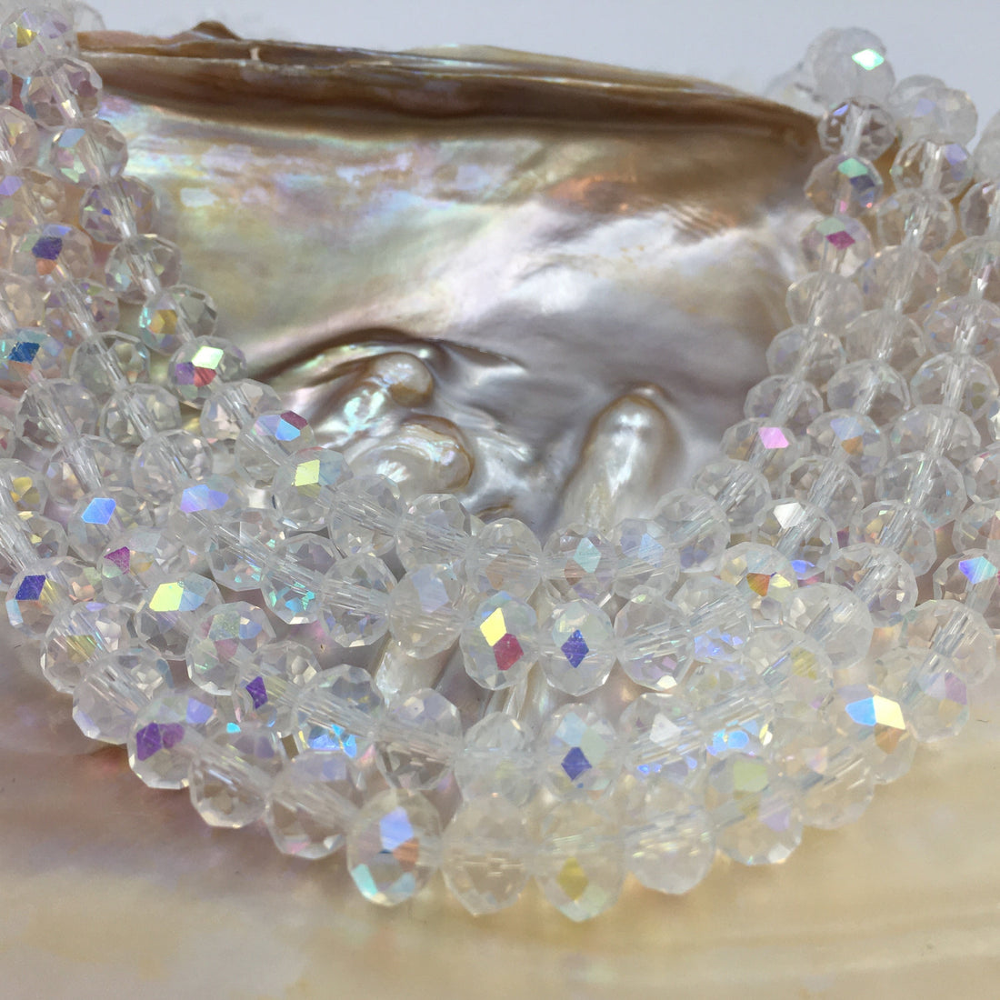 6mm Clear Faceted Rondelle Glass Bead | Bellaire Wholesale