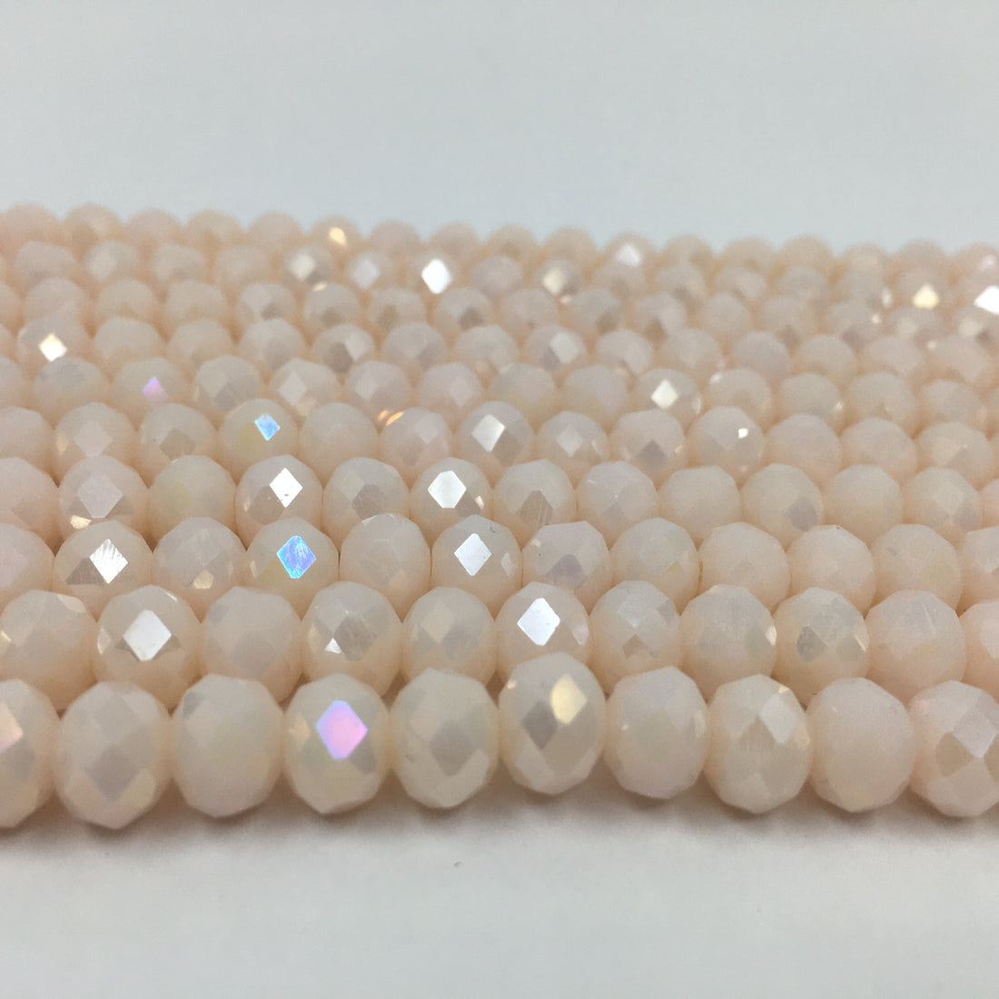 6mm Faceted Rondelle Glass Bead, Bone AB Color | Bellaire Wholesale