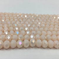 6mm Faceted Rondelle Glass Bead, Bone AB Color | Bellaire Wholesale