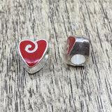 Red Alloy Heart Bead 10Pc