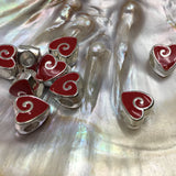 Red Alloy Heart Bead 10Pc