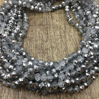 6mm Faceted Rondelle Half Coated Metallic Silver | Bellaire Wholesale