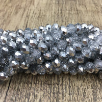 8mm Faceted Rondelle Half Coated Metallic Silver | Bellaire Wholesale