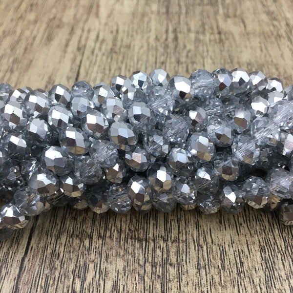 6mm Faceted Rondelle Half Coated Metallic Silver | Bellaire Wholesale