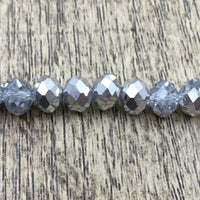 8mm Faceted Rondelle Half Coated Metallic Silver | Bellaire Wholesale