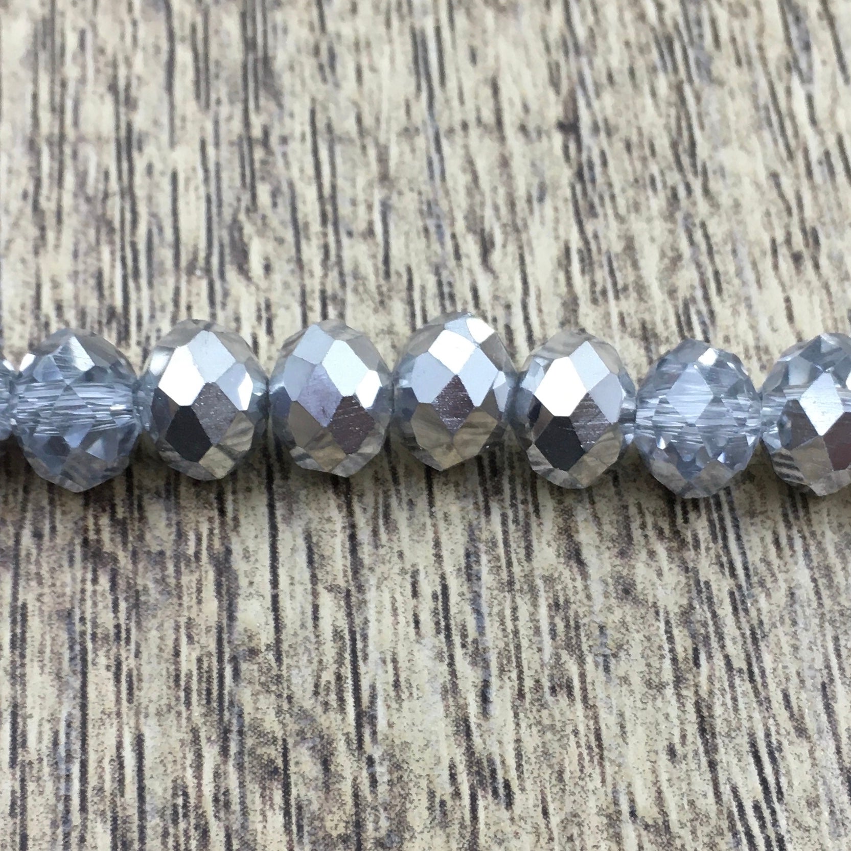 6mm Faceted Rondelle Half Coated Metallic Silver | Bellaire Wholesale