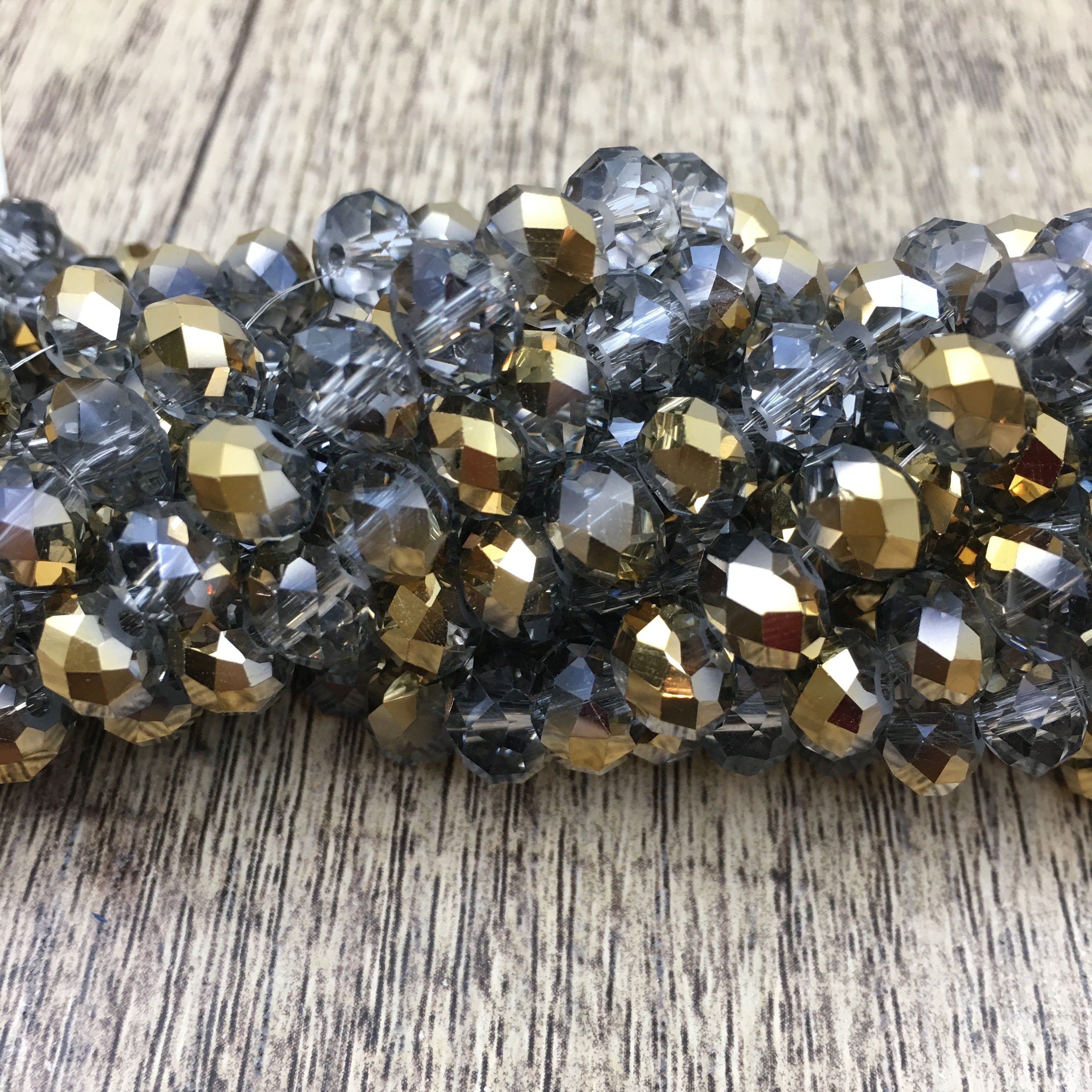 8mm Faceted Rondelle Half Coated Glass Bead | Bellaire Wholesale