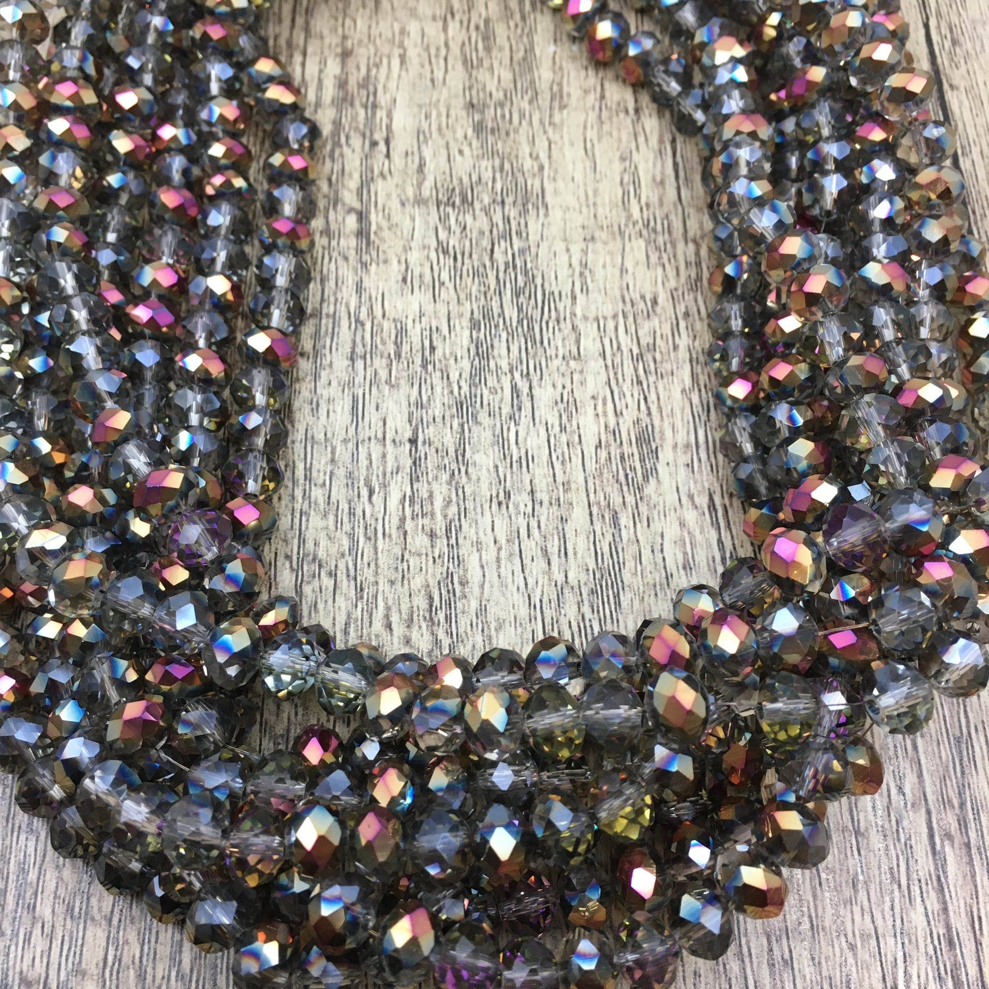 8mm Faceted Rondelle Half Coated Glass Bead | Bellaire Wholesale