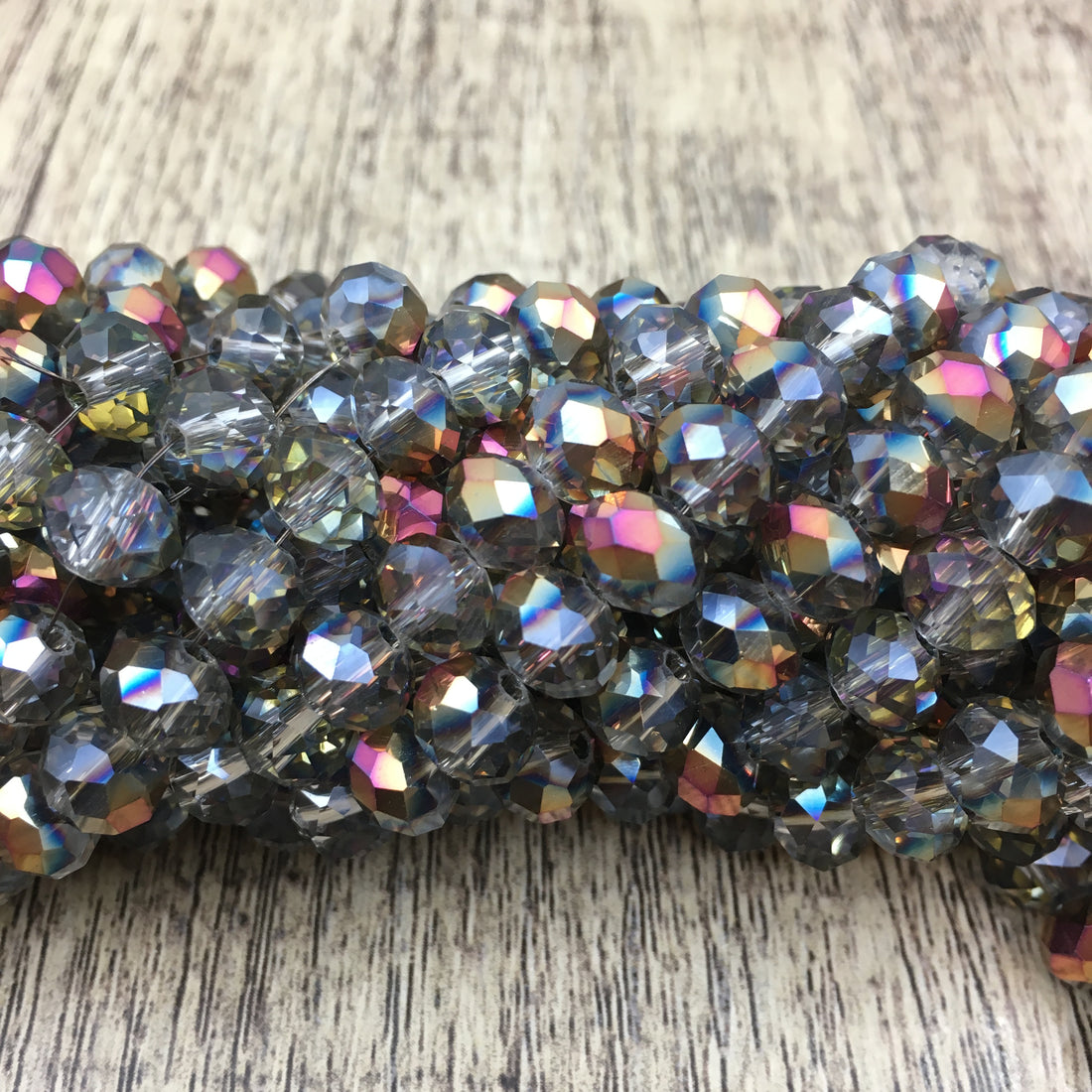 8mm Faceted Rondelle Glass Bead Half Coated | Bellaire Wholesale