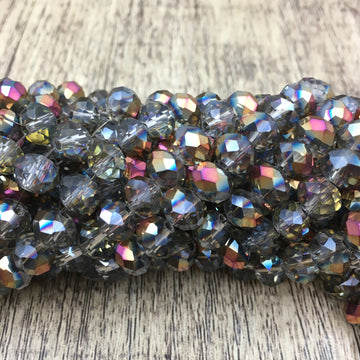 8mm Faceted Rondelle Glass Bead Half Coated | Bellaire Wholesale