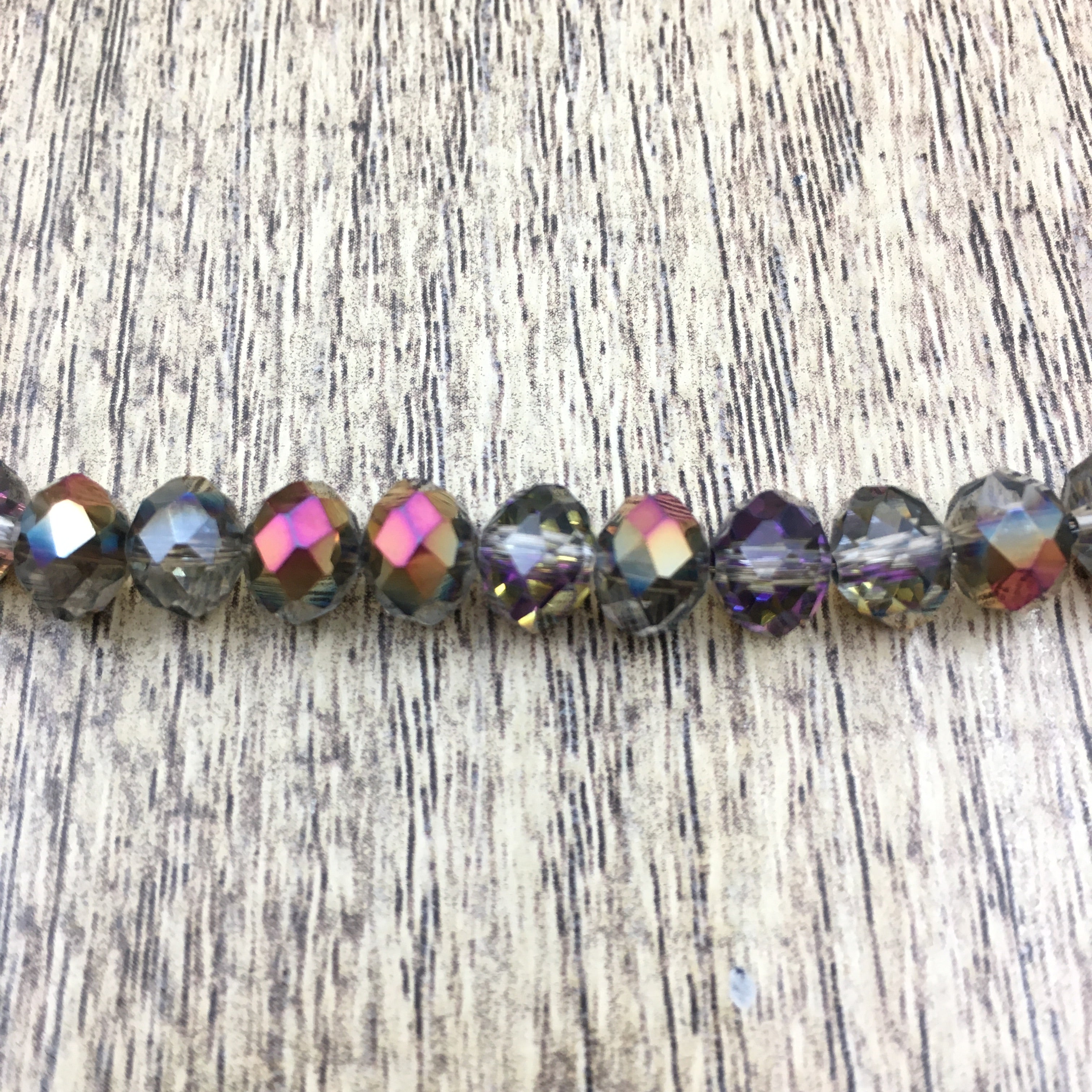 8mm Faceted Rondelle Glass Bead Half Coated | Bellaire Wholesale
