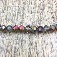 8mm Faceted Rondelle Glass Bead Half Coated | Bellaire Wholesale
