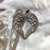 Rhodium Angel Wings Heart CZ Pave Charm | Bellaire Wholesale