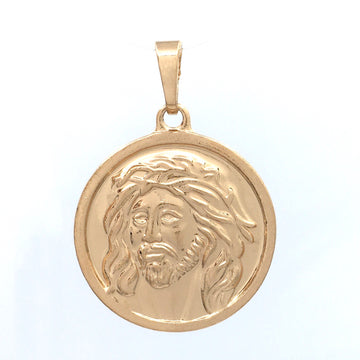 Gold Brass Jesus Round Charm | Bellaire Wholesale