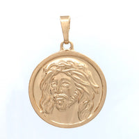 Gold Brass Jesus Round Charm | Bellaire Wholesale