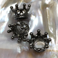 Gun Metal Alloy Rhinestone Crown Bead | Bellaire Wholesale