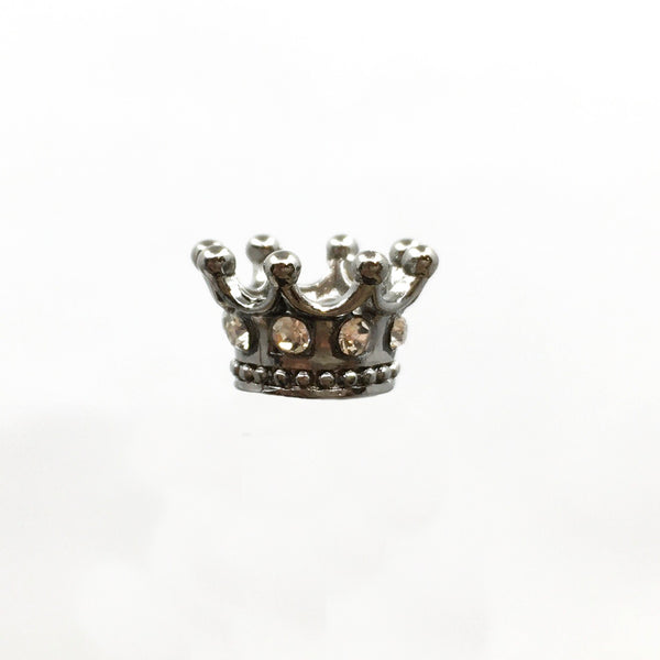 Gun Metal Alloy Rhinestone Crown Bead | Bellaire Wholesale