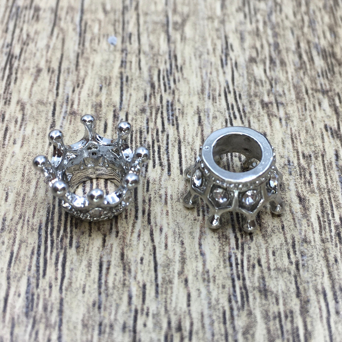 Rhodium Alloy Rhinestone Crown Bead | Bellaire Wholesale