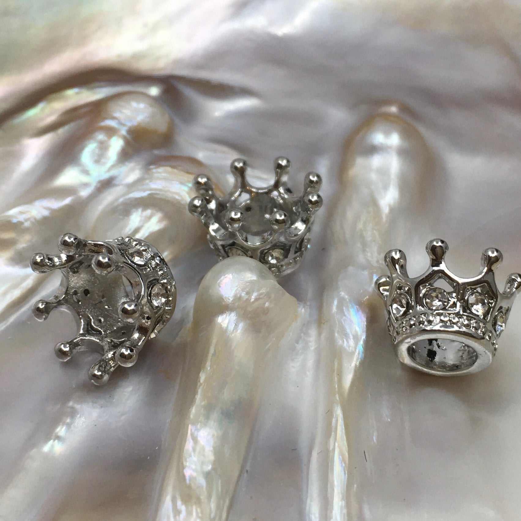Rhodium Alloy Rhinestone Crown Bead | Bellaire Wholesale
