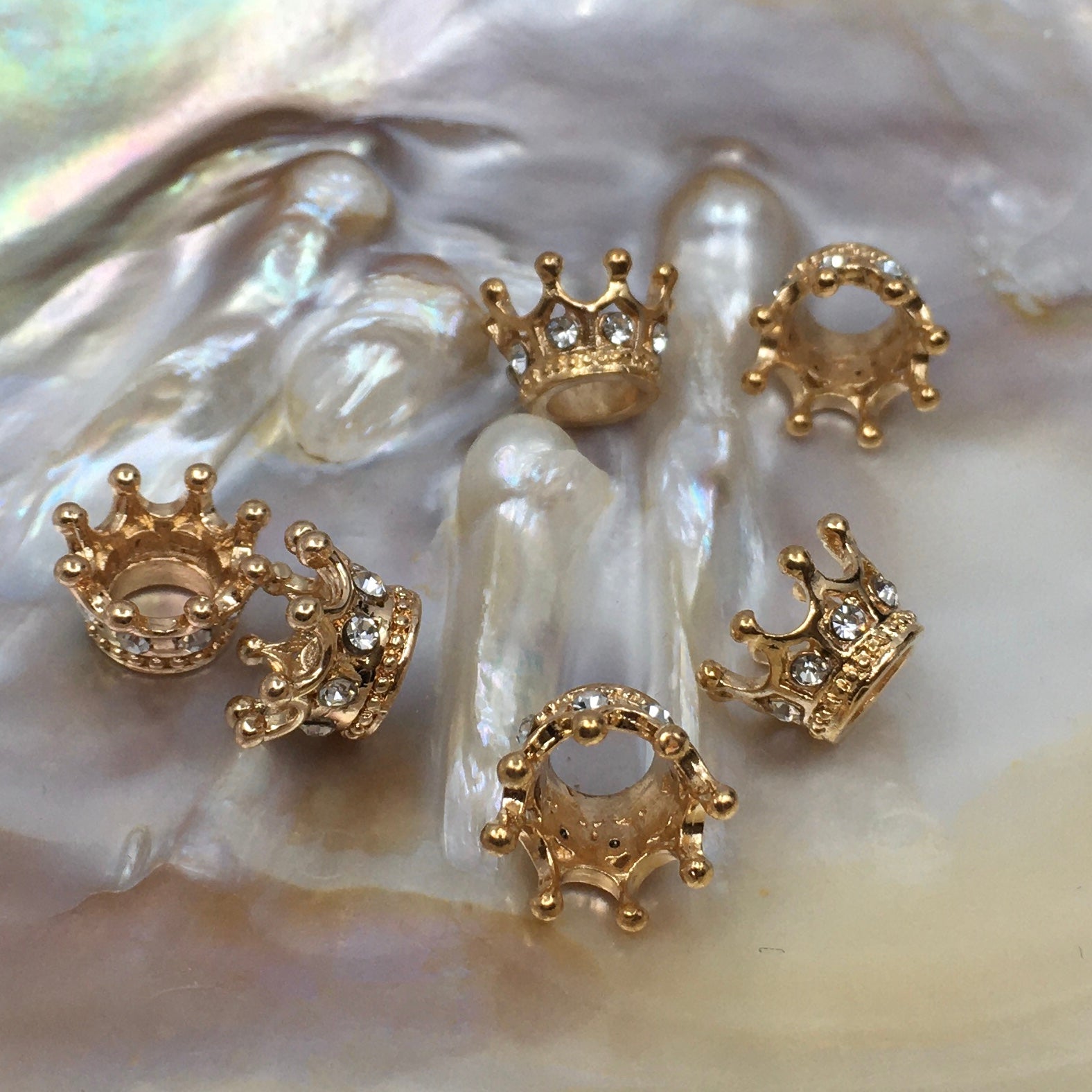 Gold Rhinestone Crown Bead | Bellaire Wholesale