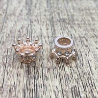 Rose Gold Alloy Rhinestone Crown Bead | Bellaire Wholesale