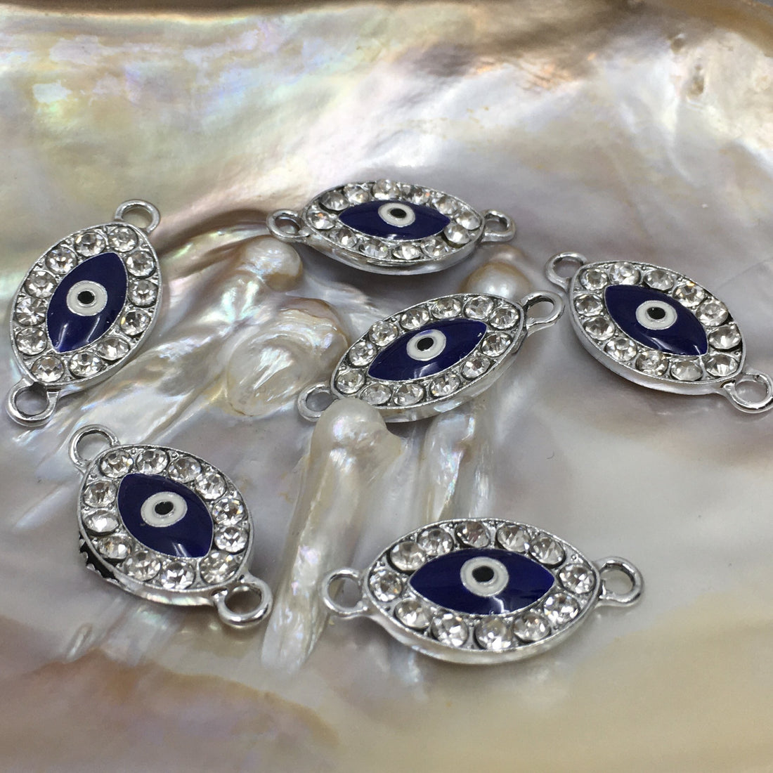 Evil Eye CZ Pave Connector, Rhodium | Bellaire Wholesale