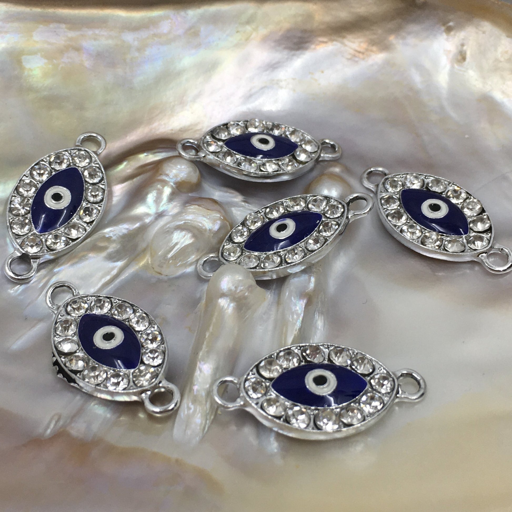 Evil Eye CZ Pave Connector, Rhodium | Bellaire Wholesale