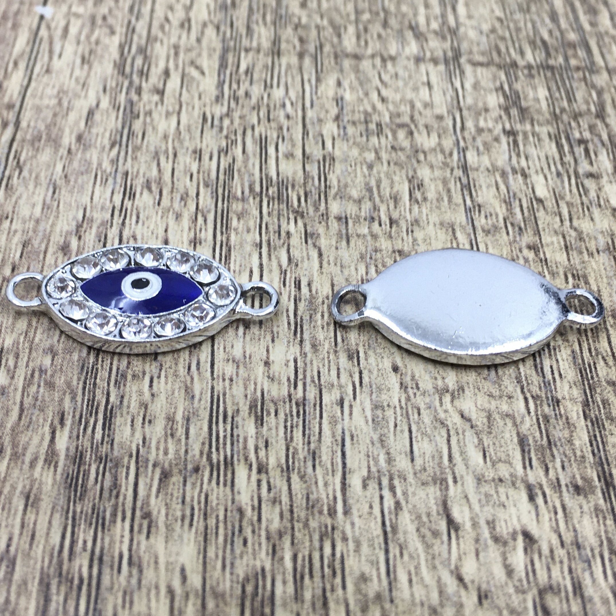 Evil Eye CZ Pave Connector, Rhodium | Bellaire Wholesale