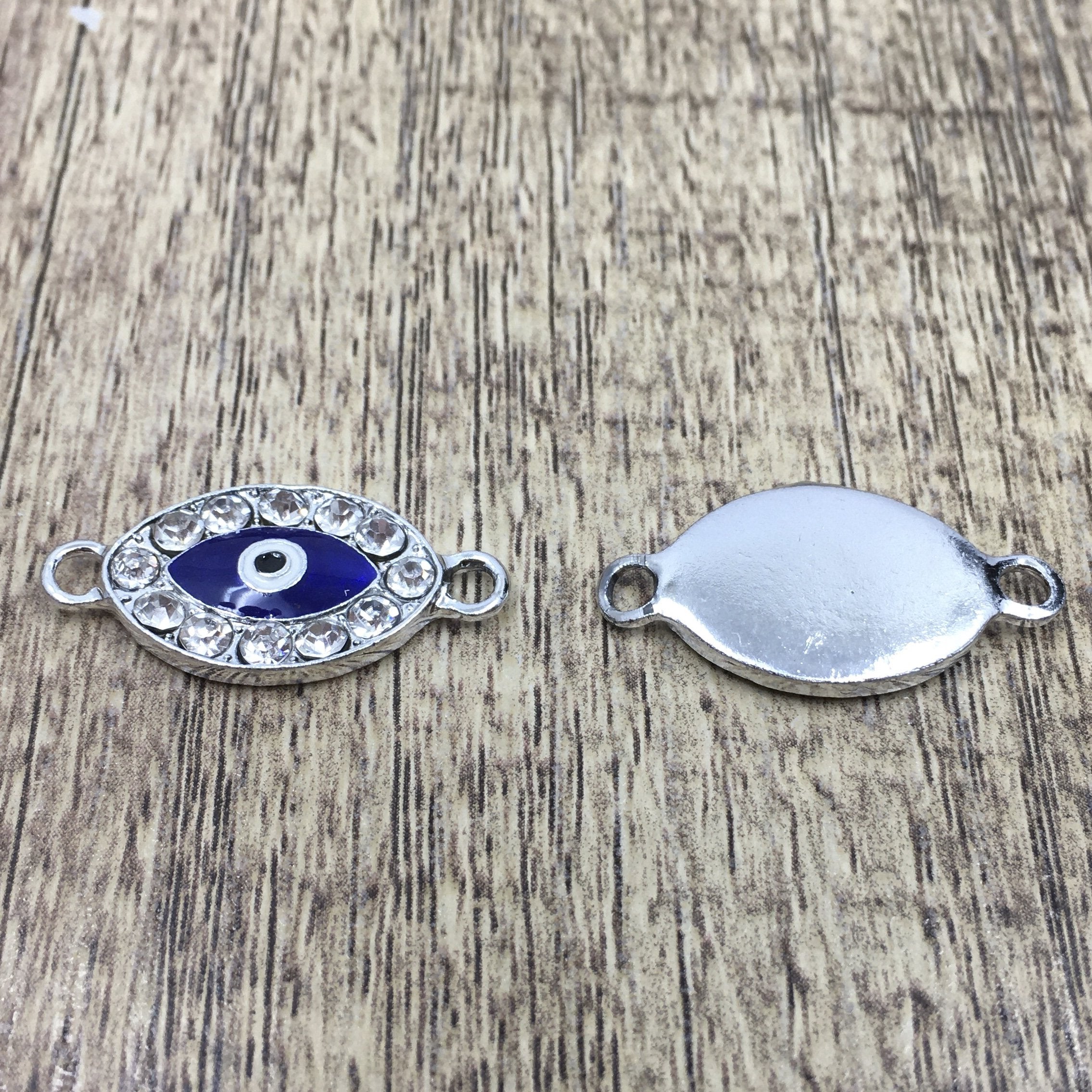 Evil Eye CZ Pave Connector, Rhodium | Bellaire Wholesale