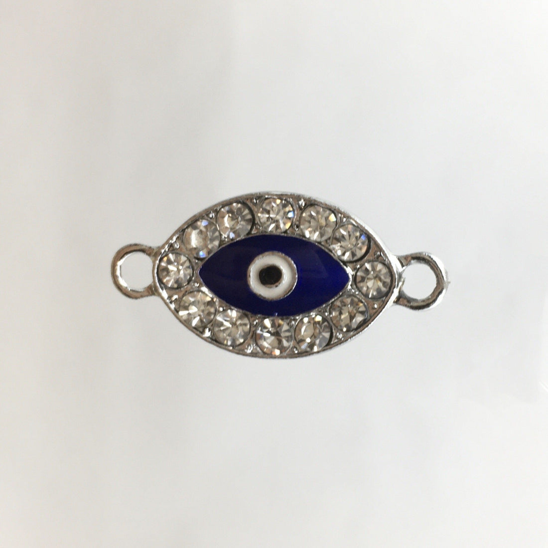 Evil Eye CZ Pave Connector, Rhodium | Bellaire Wholesale