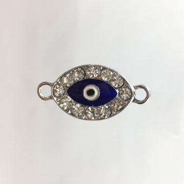 Evil Eye CZ Pave Connector, Rhodium | Bellaire Wholesale
