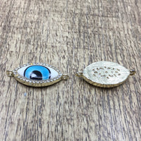 Evil Eye Allot Rhinestone Connector, Gold | Bellaire Wholesale